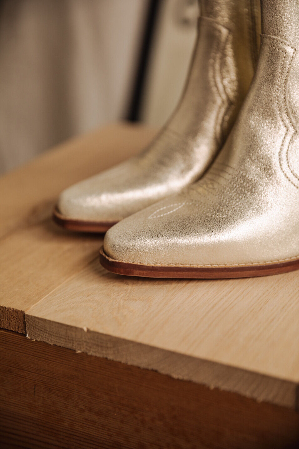 Boots en cuir Femme Teresa Metal Gold | Freeman T. Porter