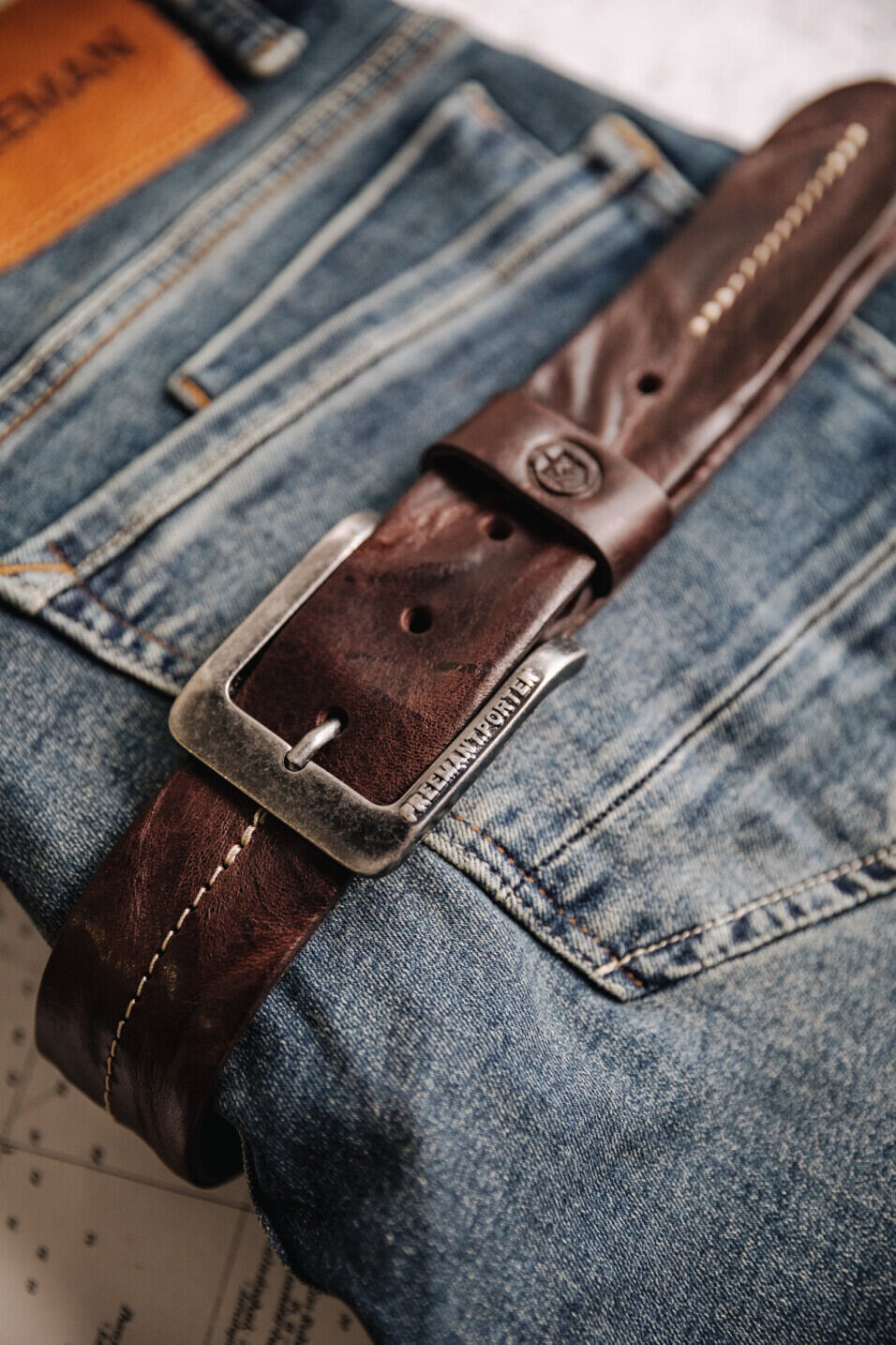 Leather belt Man Tibby Brown | Freeman T. Porter