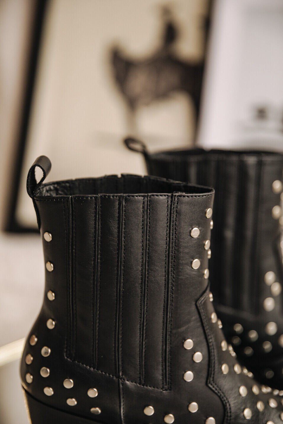 Leather boots Woman Teresa Studs Black | Freeman T. Porter