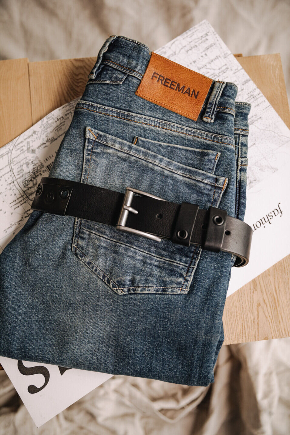 Leather belt Man Arsene Black | Freeman T. Porter