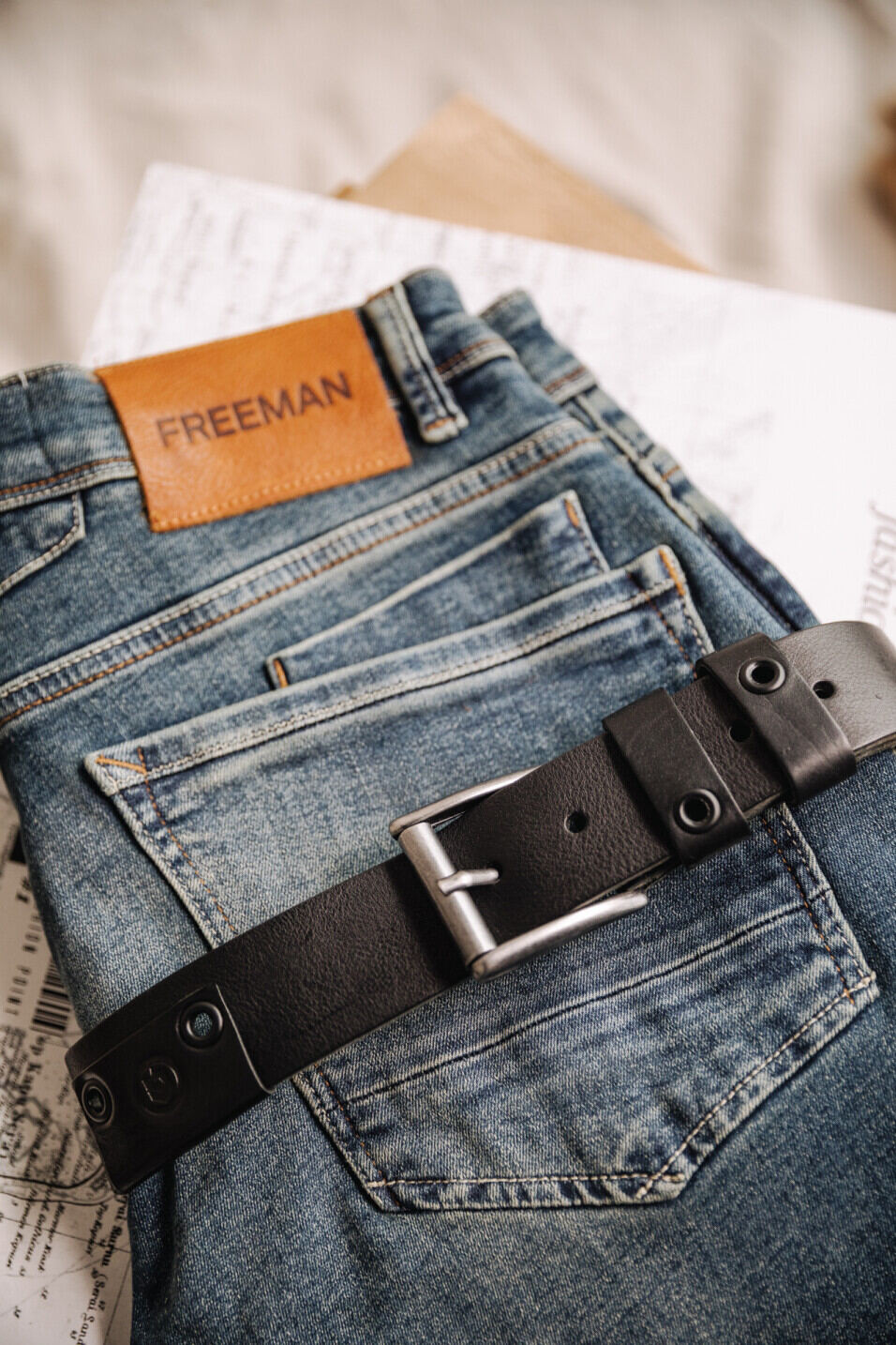 Cinturón de cuero Man Arsene Black | Freeman T. Porter