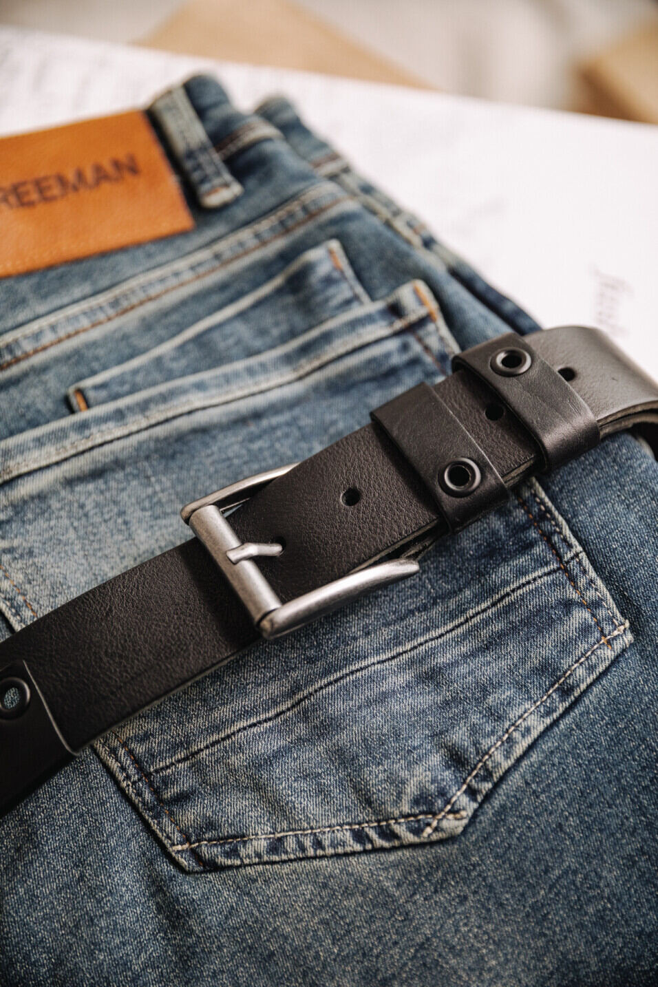 Leather belt Man Arsene Black | Freeman T. Porter