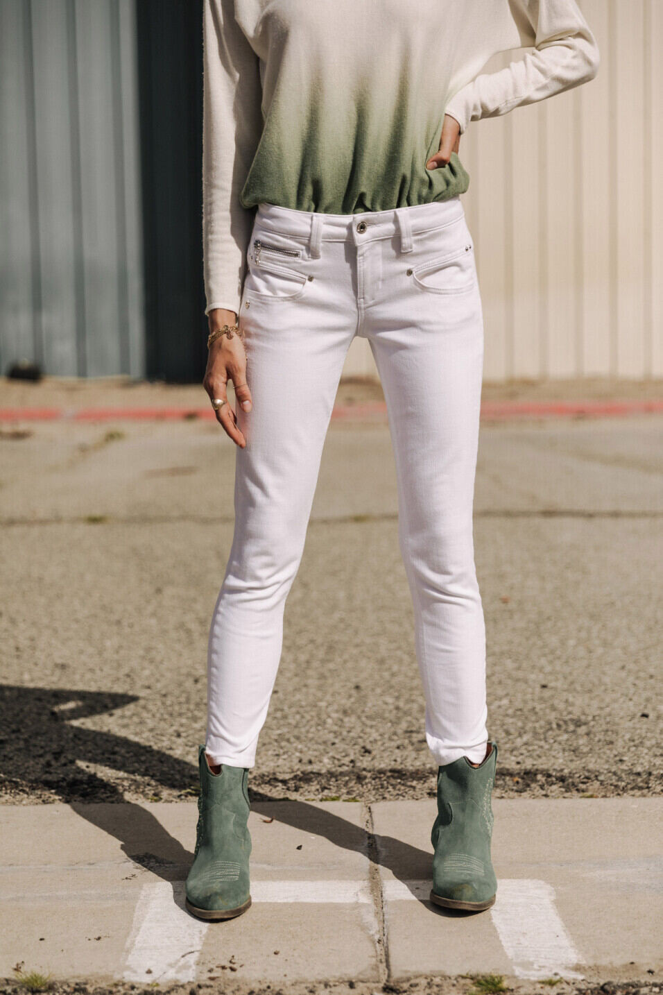 Skinny jeans Woman Alexa Cropped White | Freeman T. Porter