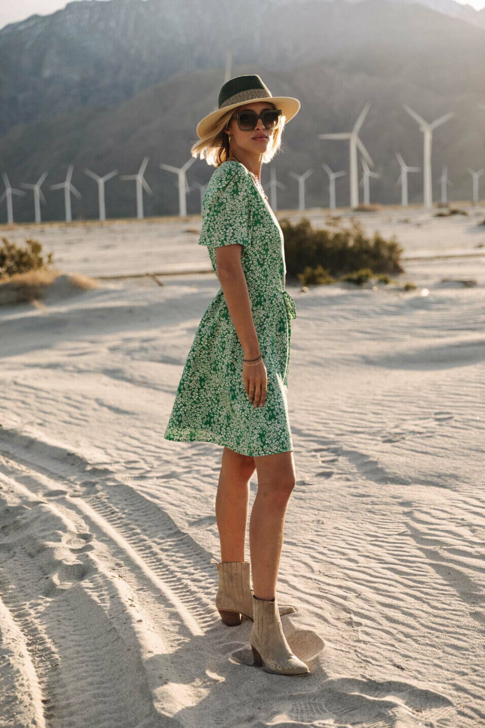 Kurzes Kleid Woman Mila Bucolic Foliage green | Freeman T. Porter