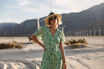 Kurzes Kleid Woman Mila Bucolic Foliage green | Freeman T. Porter