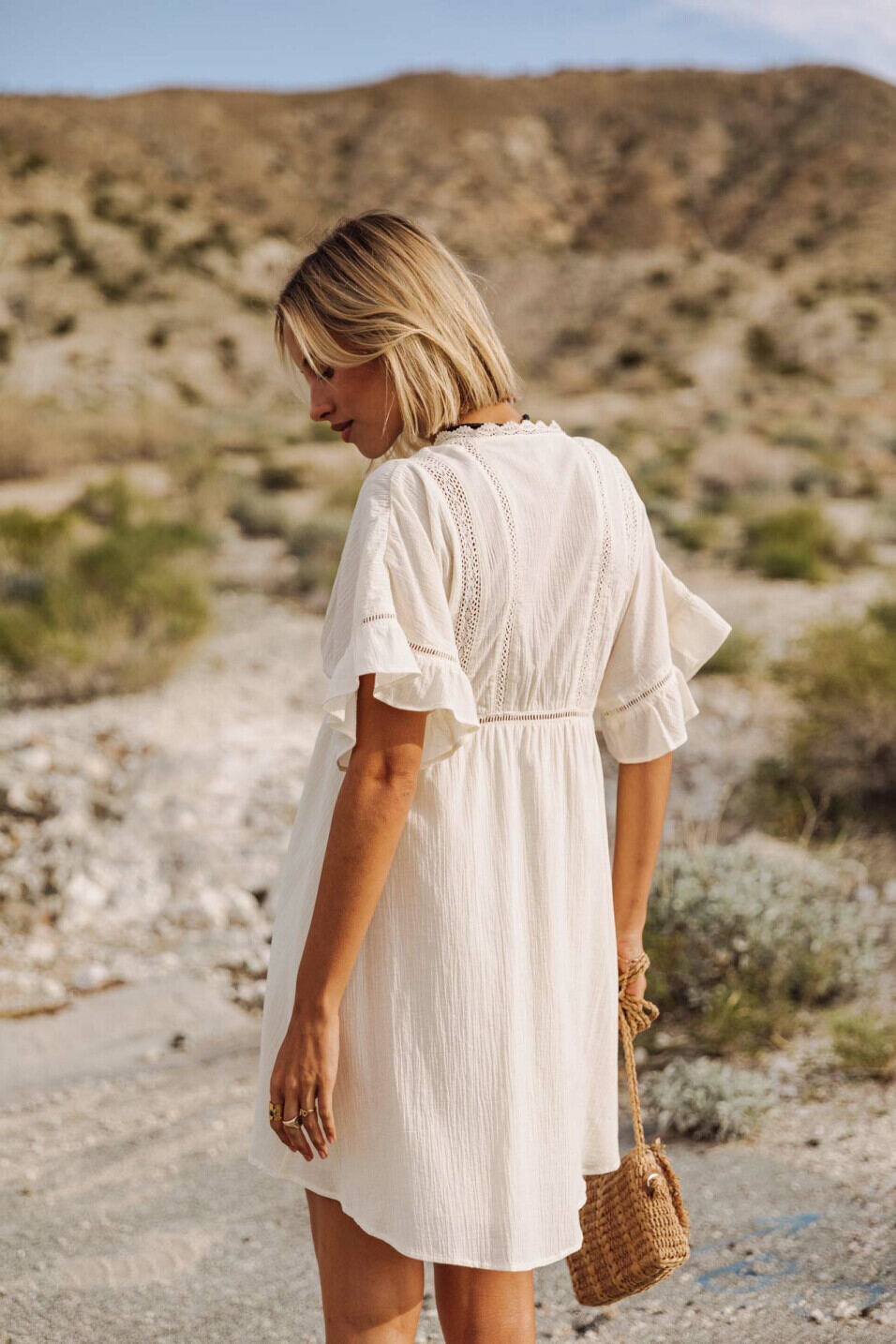 Kurzes Kleid Woman Ralia Plain Color Birch | Freeman T. Porter