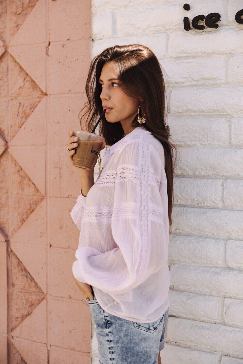 Camisa plisada Woman Carline Plain Color Lilac | Freeman T. Porter