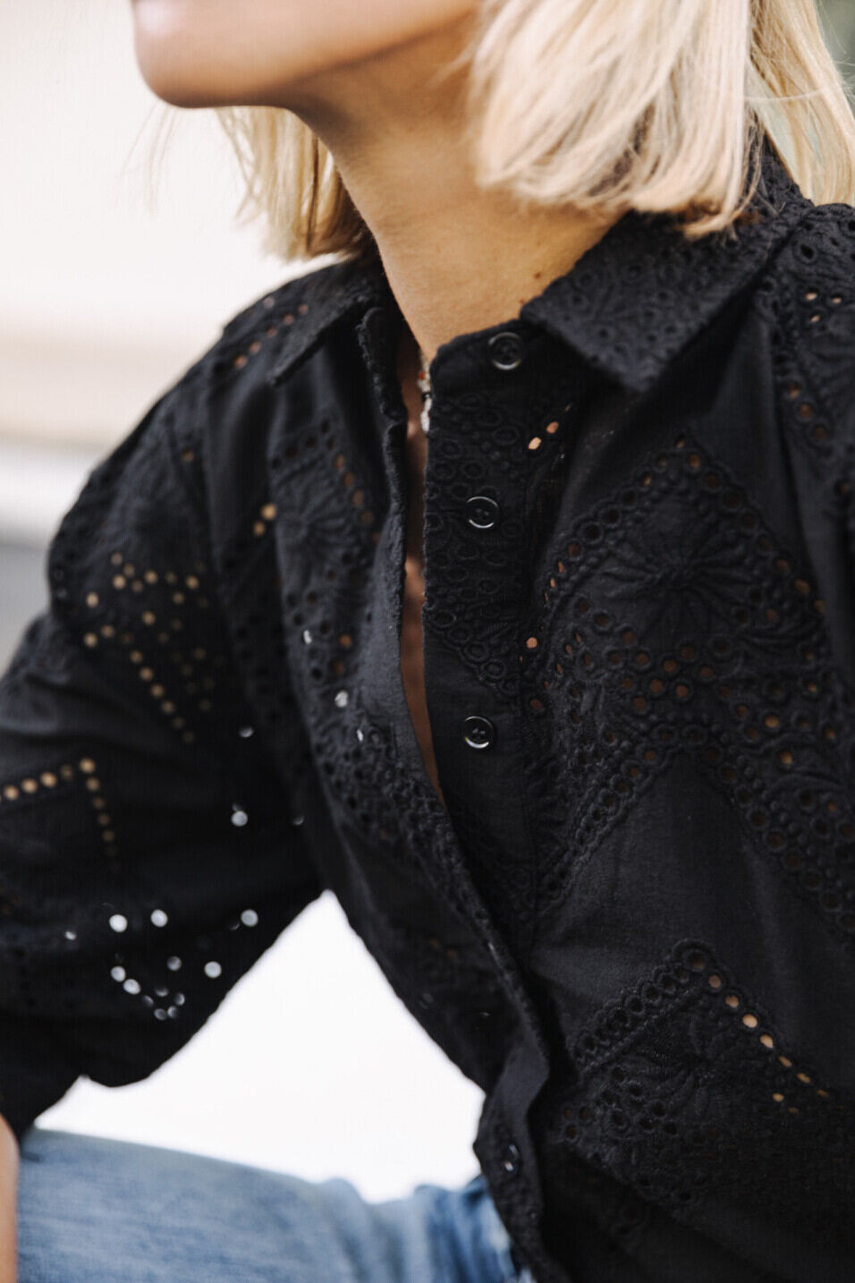 Camisa ajustada Woman Cresia Lace Black | Freeman T. Porter