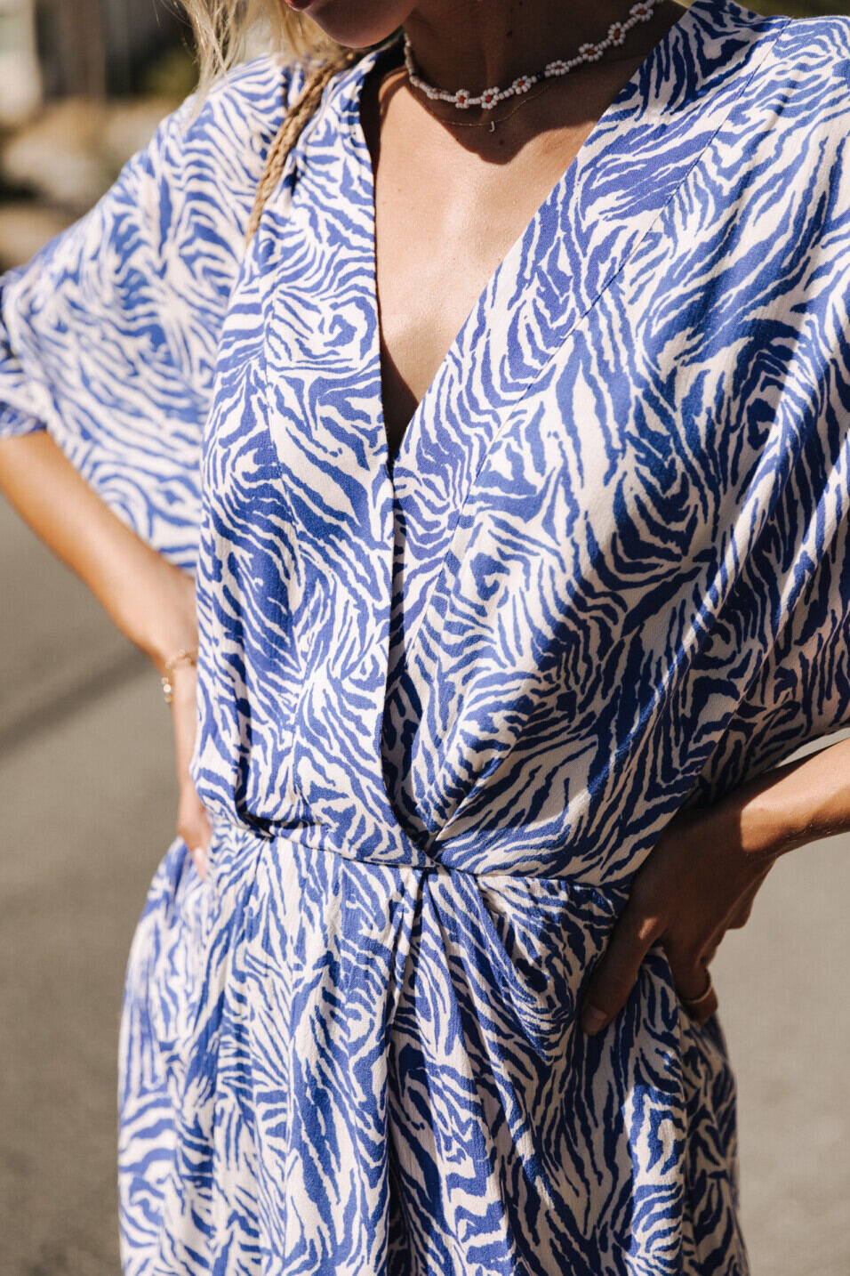 Robe courte kimono Femme Roza Zebrure Dazzling blue | Freeman T. Porter