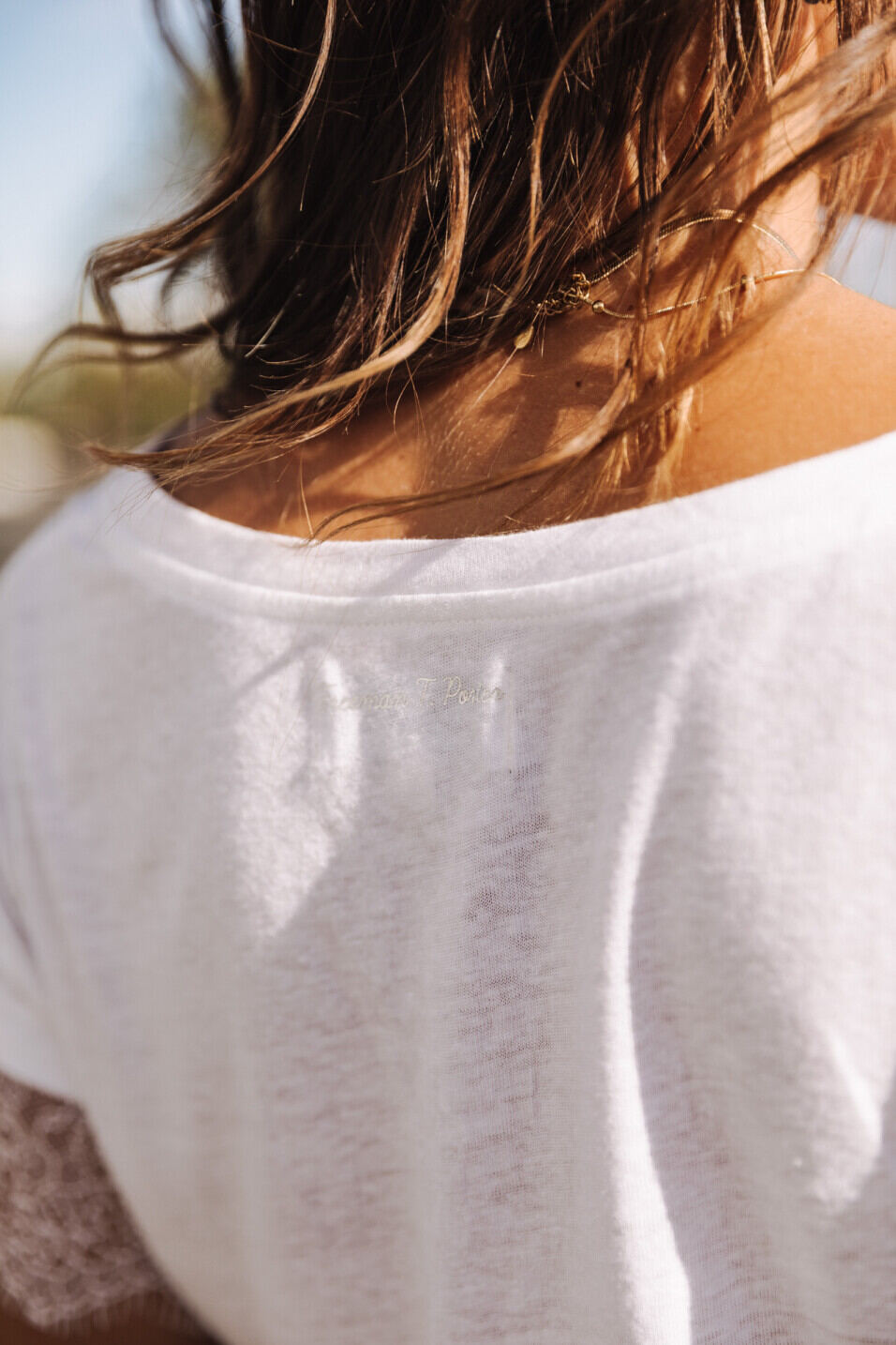 T-shirt avec dentelle Femme Tanaiss Linen Optic white | Freeman T. Porter