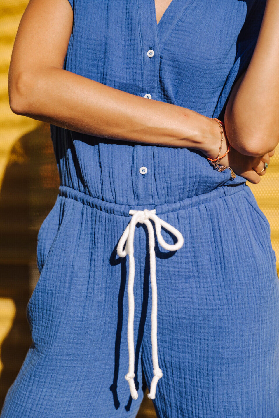 Combi longue gaze coton Femme Krisiana Dazzling blue | Freeman T. Porter