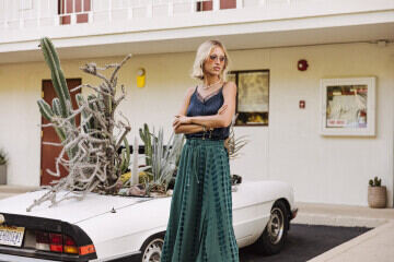 Midi slit skirt Woman Joya Tie & Dye Mallard green | Freeman T. Porter