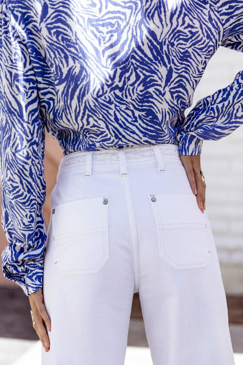 Pantalon flare cropped Femme Nylia Andalousia Off white | Freeman T. Porter