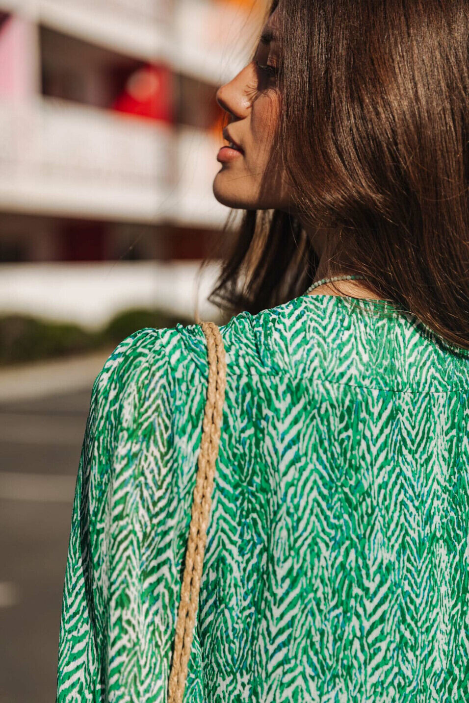 Robe courte imprimée Femme Juna Tigrea Tropical green | Freeman T. Porter