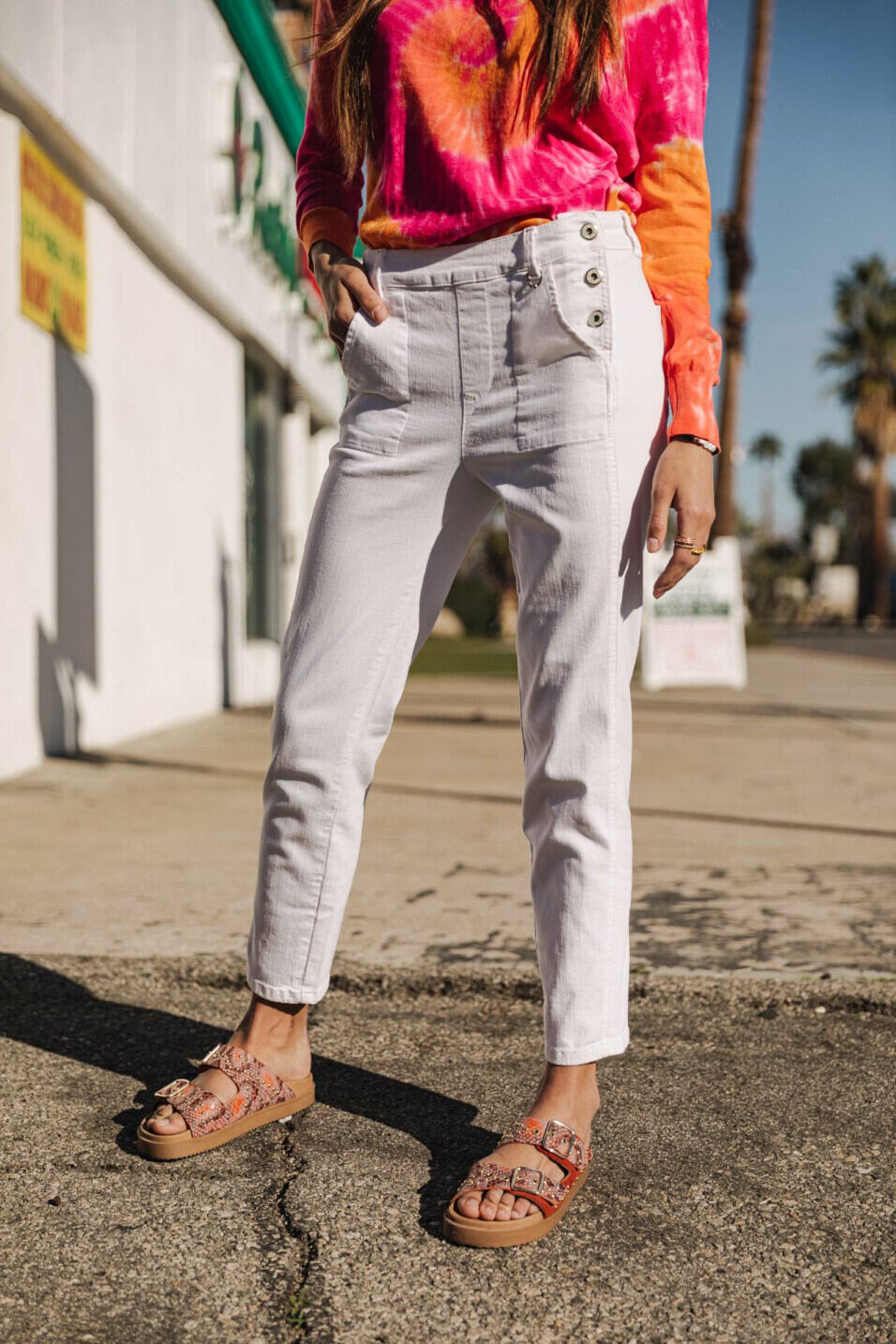 Pantalón de tiro alto Woman Octavia Milky Bright white | Freeman T. Porter