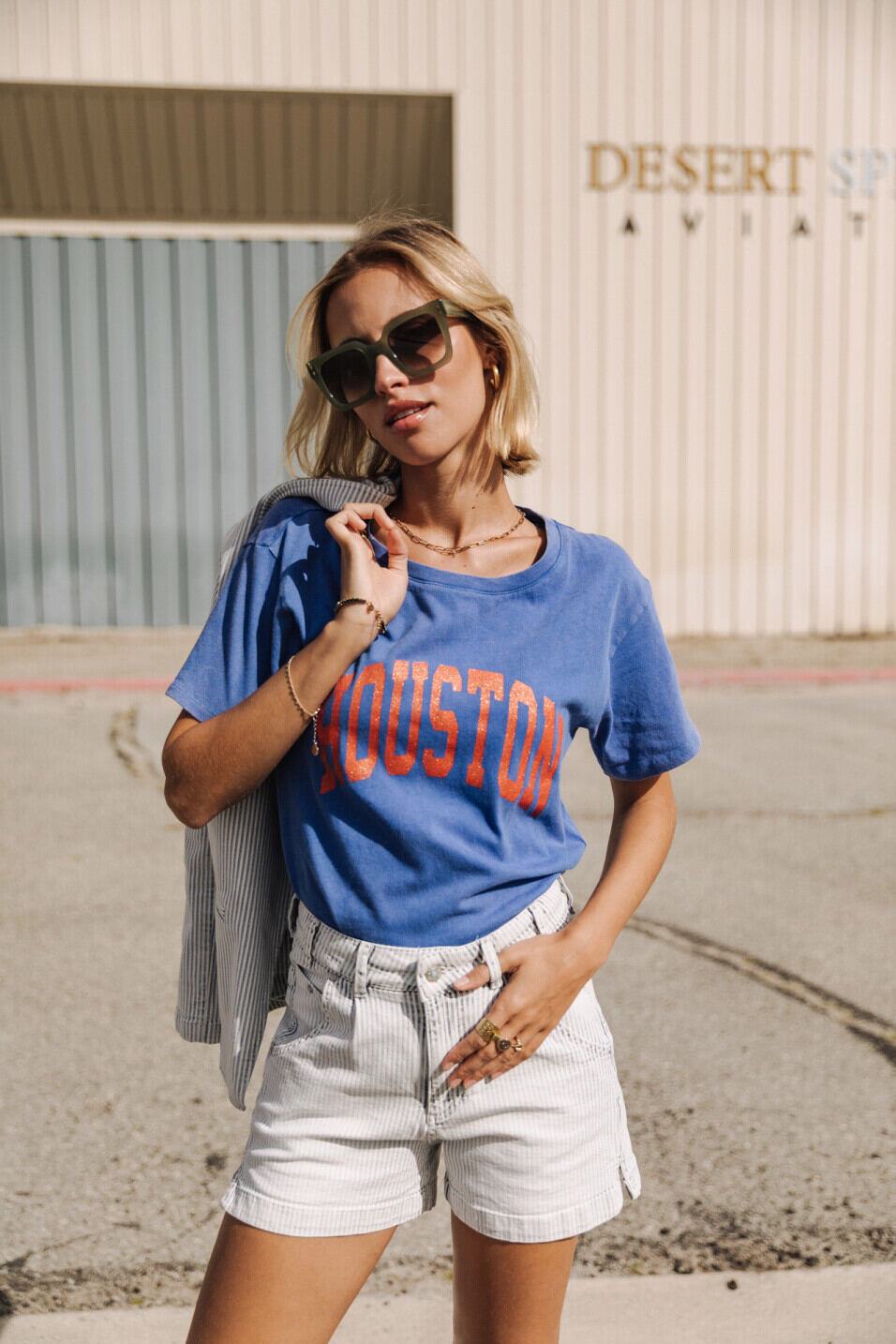 T-shirt manches courtes Femme Suria Print Houston Princess blue | Freeman T. Porter