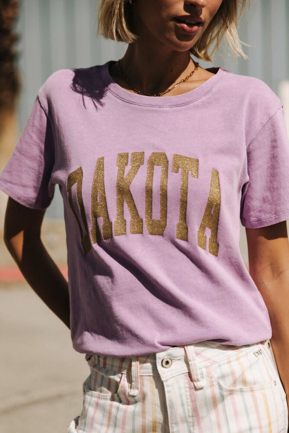 T-shirt manches courtes Femme Suria Print Dakota Lavender | Freeman T. Porter