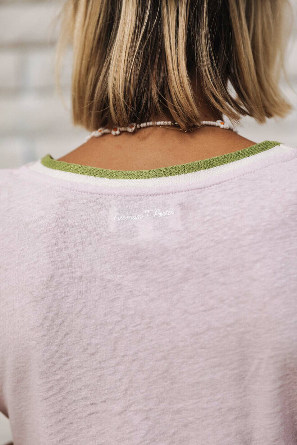 Camiseta cuello pico Woman Tonia Linen Lilac | Freeman T. Porter