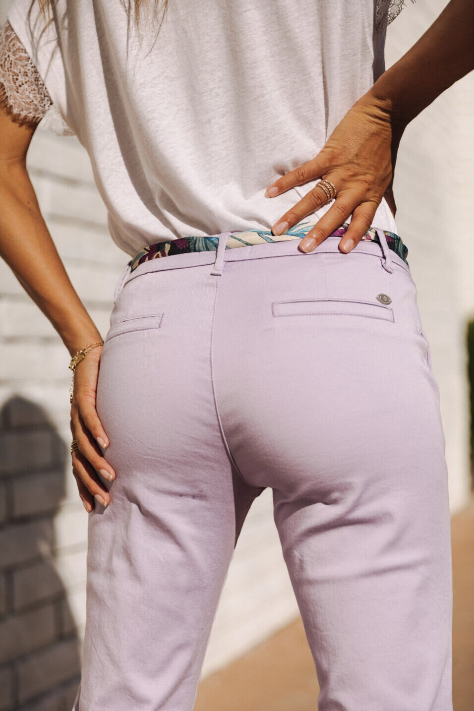 Pantalon chino Femme Claudia Felicita Pastel lilac | Freeman T. Porter