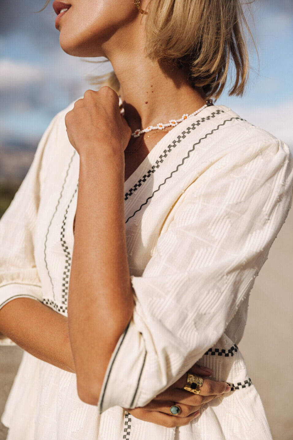Loose blouse Woman Telinda Plain Color Ecru | Freeman T. Porter