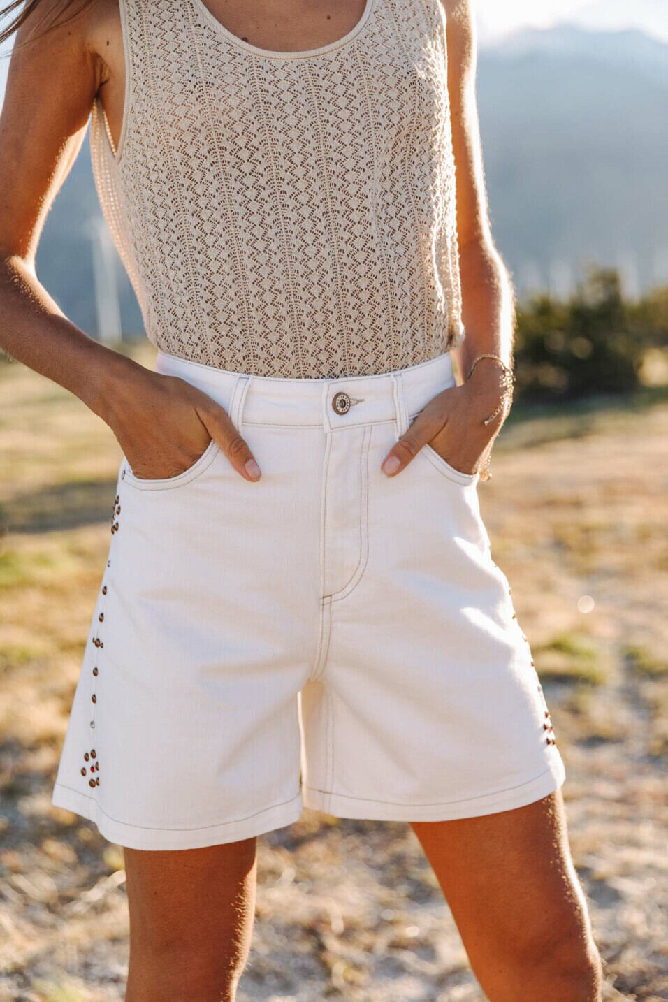 Pantalones cortos anchos Woman Judy Andalousia Off white | Freeman T. Porter