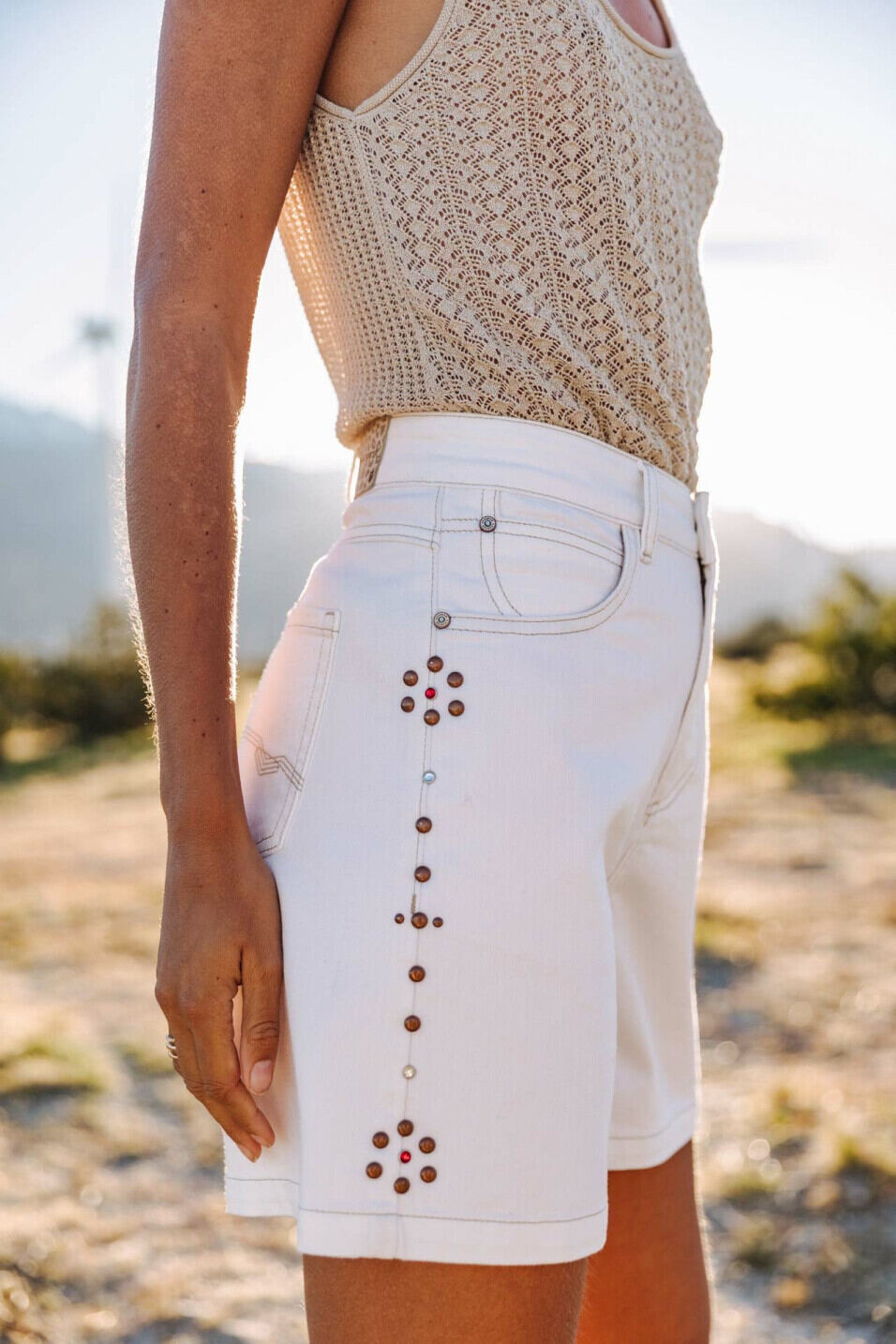 Weit geschnittene Shorts Woman Judy Andalousia Off white | Freeman T. Porter