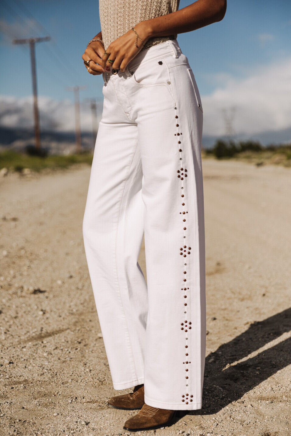 Wide-leg pants Woman Agatha Andalousia Off white | Freeman T. Porter