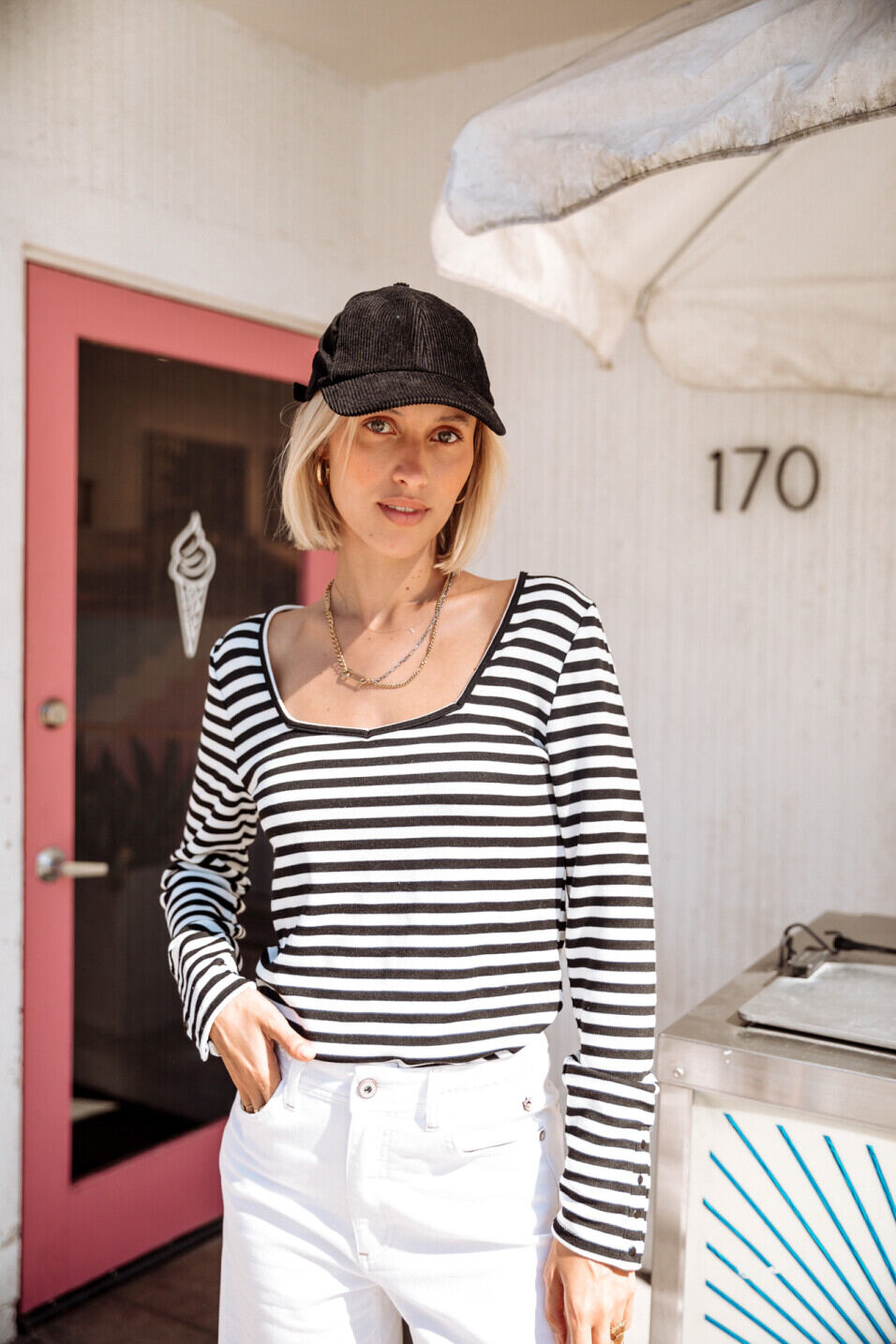 Slim Fit T-Shirt Woman Tolma Stripes White | Freeman T. Porter