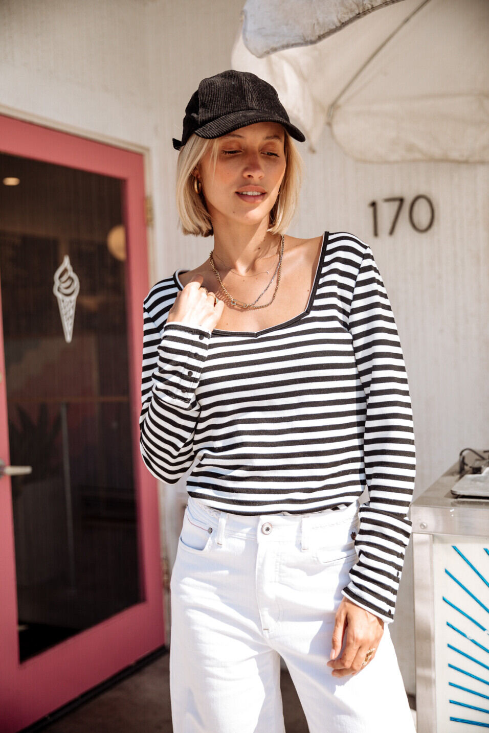 Slim Fit T-Shirt Woman Tolma Stripes White | Freeman T. Porter