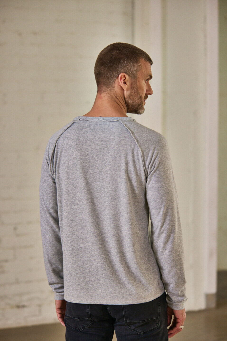 T-shirt manches longues Homme Christopher Salty Grey-melange | Freeman T. Porter
