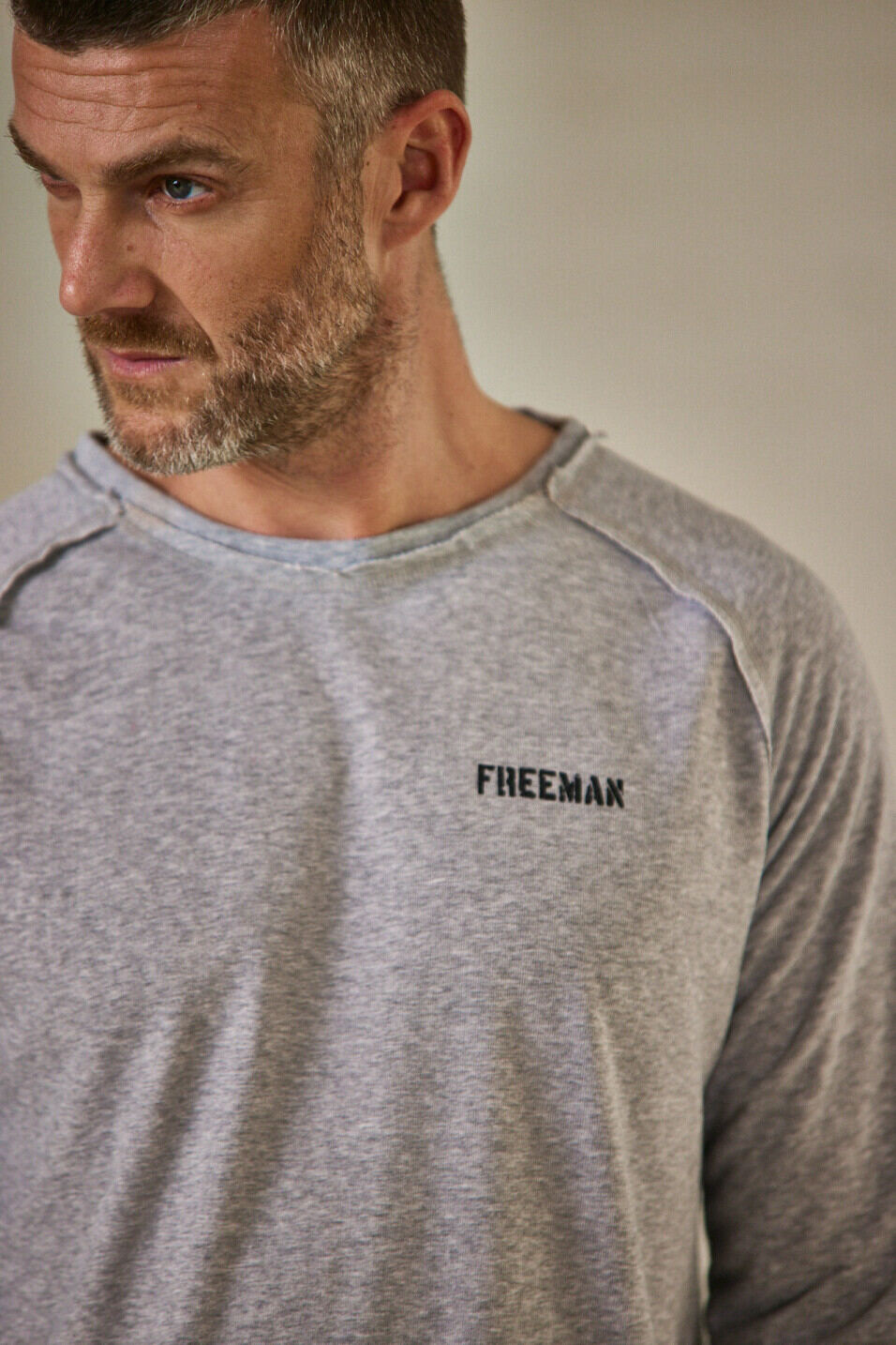 Gerades T-Shirt Man Christopher Salty Grey-melange | Freeman T. Porter