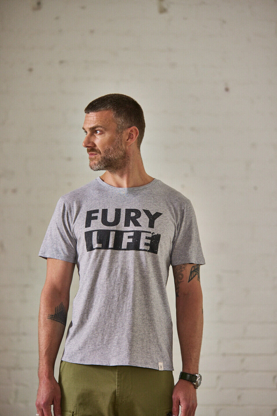 Gerades T-Shirt Man Ivander Fury Life Grey-melange | Freeman T. Porter