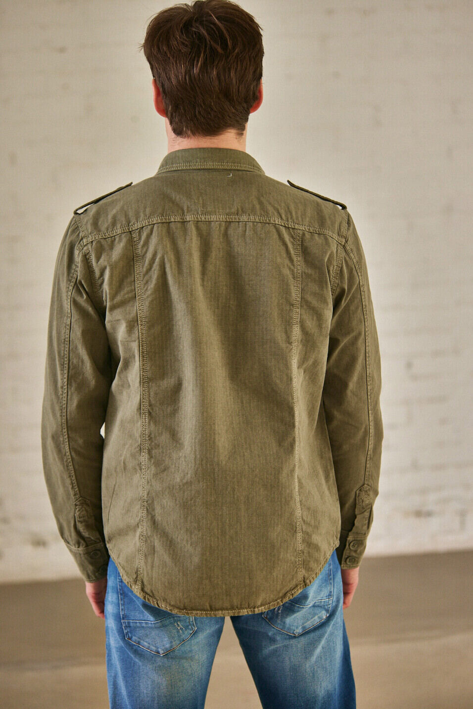 Chemise manches longues Homme Sacha Ripstop Dusty olive | Freeman T. Porter