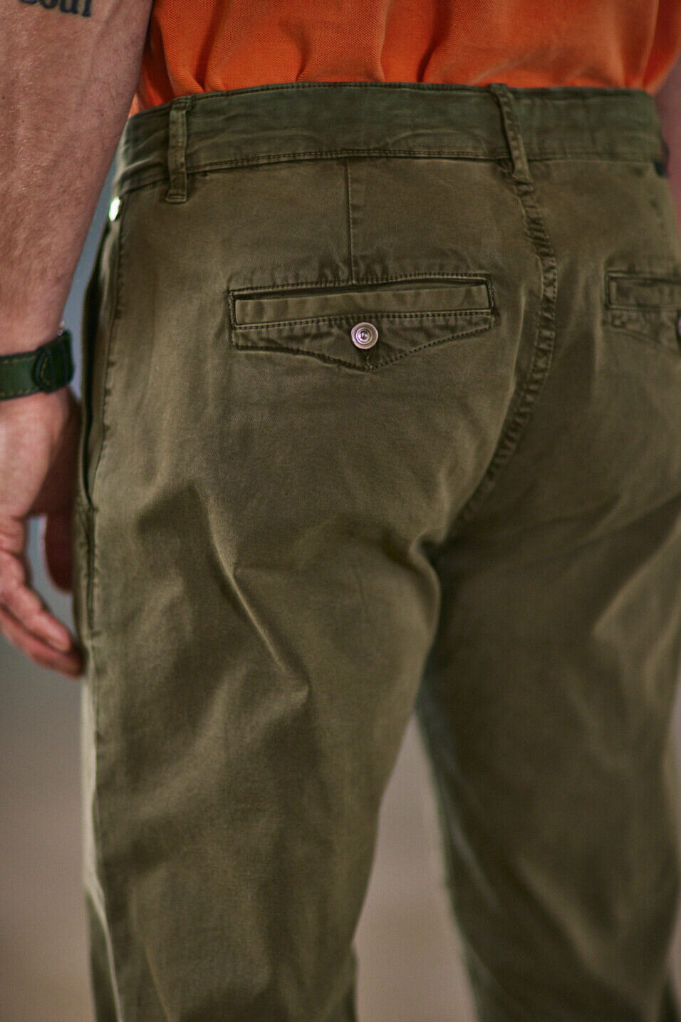 Pantalon chino slim Homme Gino Bellissimo Olive night | Freeman T. Porter