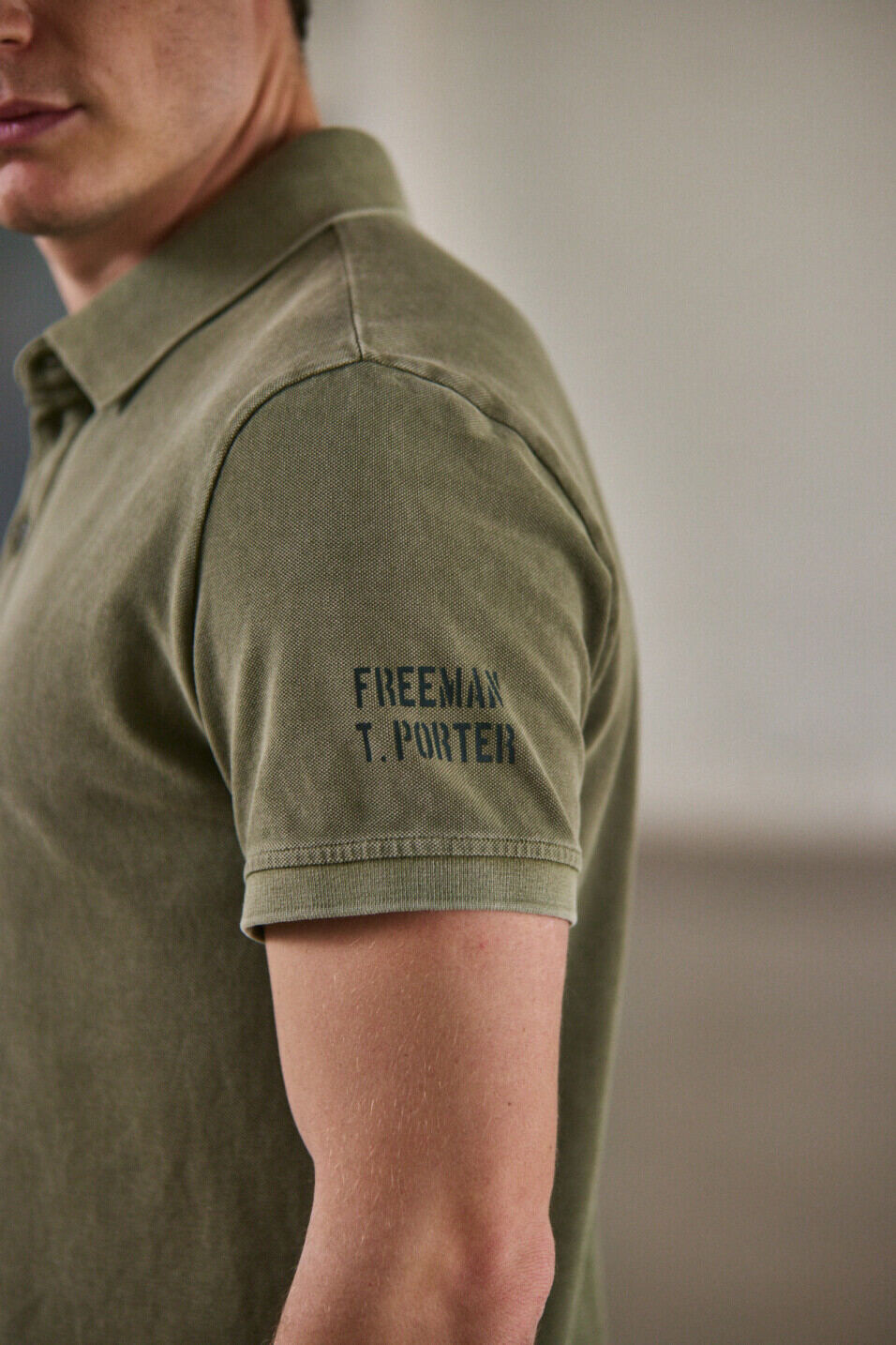 Straight polo shirt Man Tadley Cotone Dusky green | Freeman T. Porter
