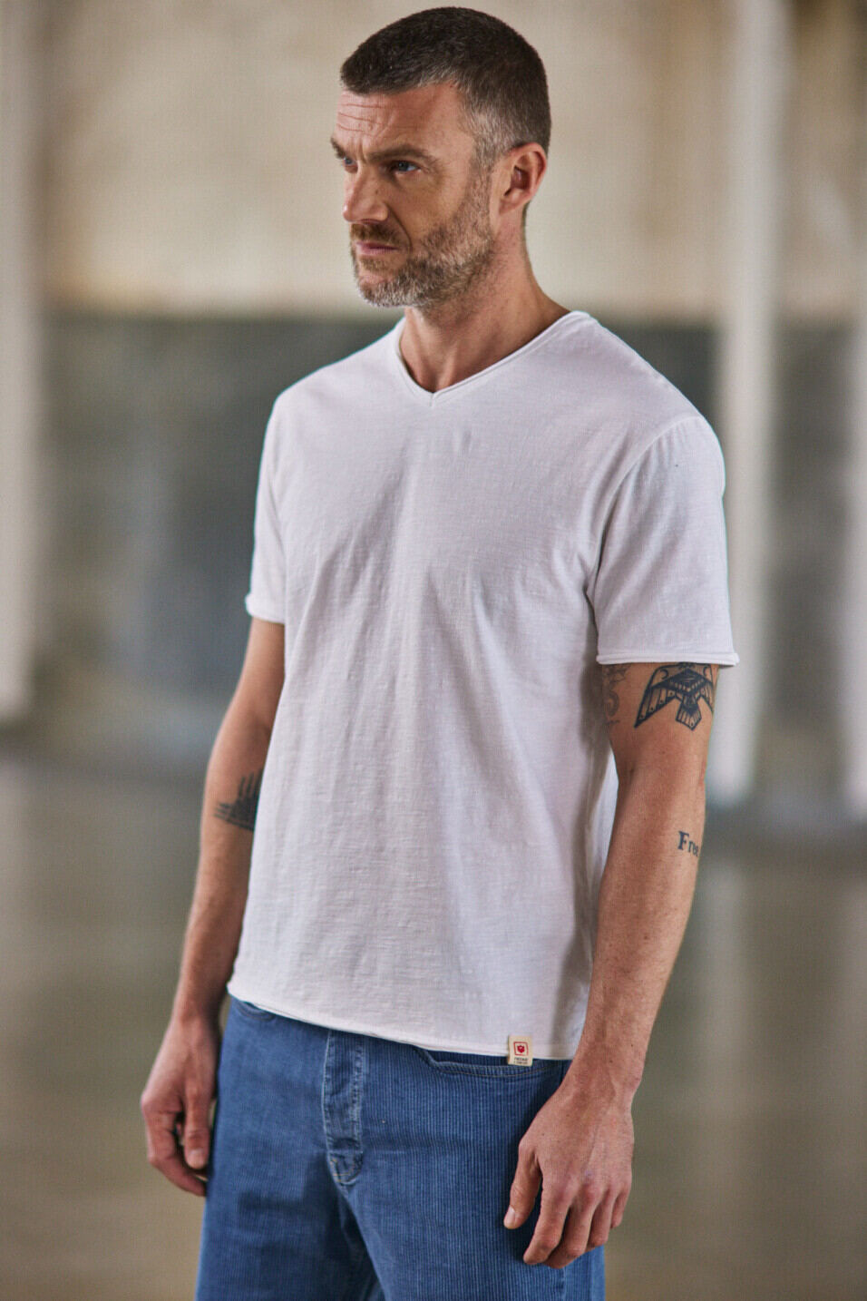 Slim Fit T-Shirt Man Leandro Kansas Bright white | Freeman T. Porter