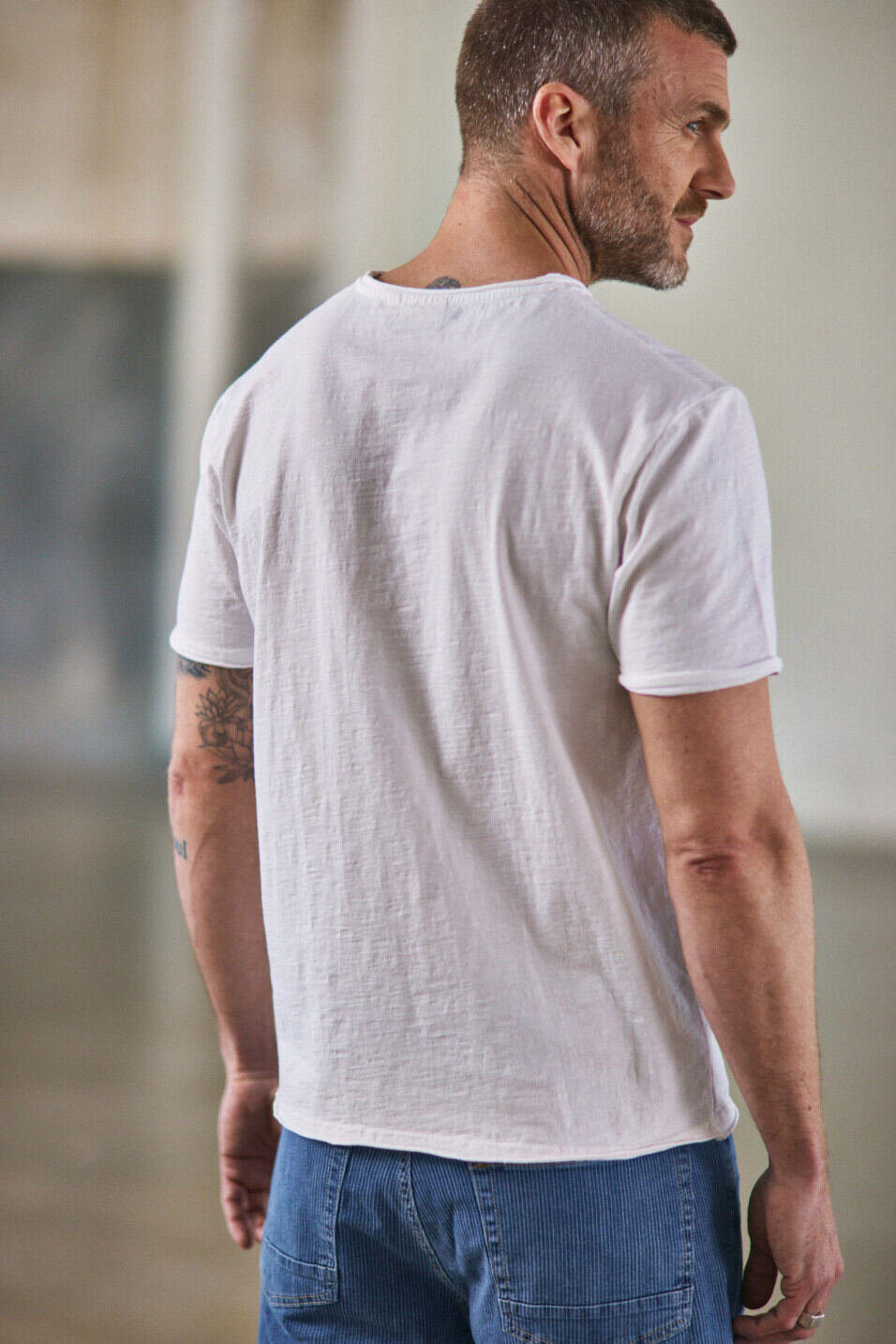 T-shirt col V Homme Leandro Kansas Bright white | Freeman T. Porter