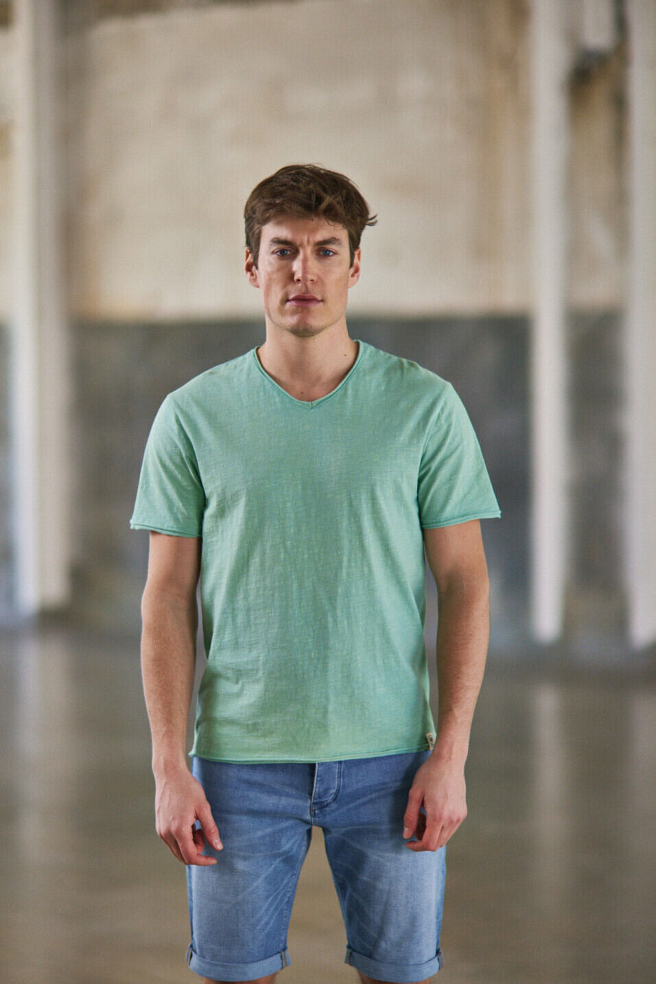 Slim fit T-shirt Man Leandro Kansas Subtle green | Freeman T. Porter