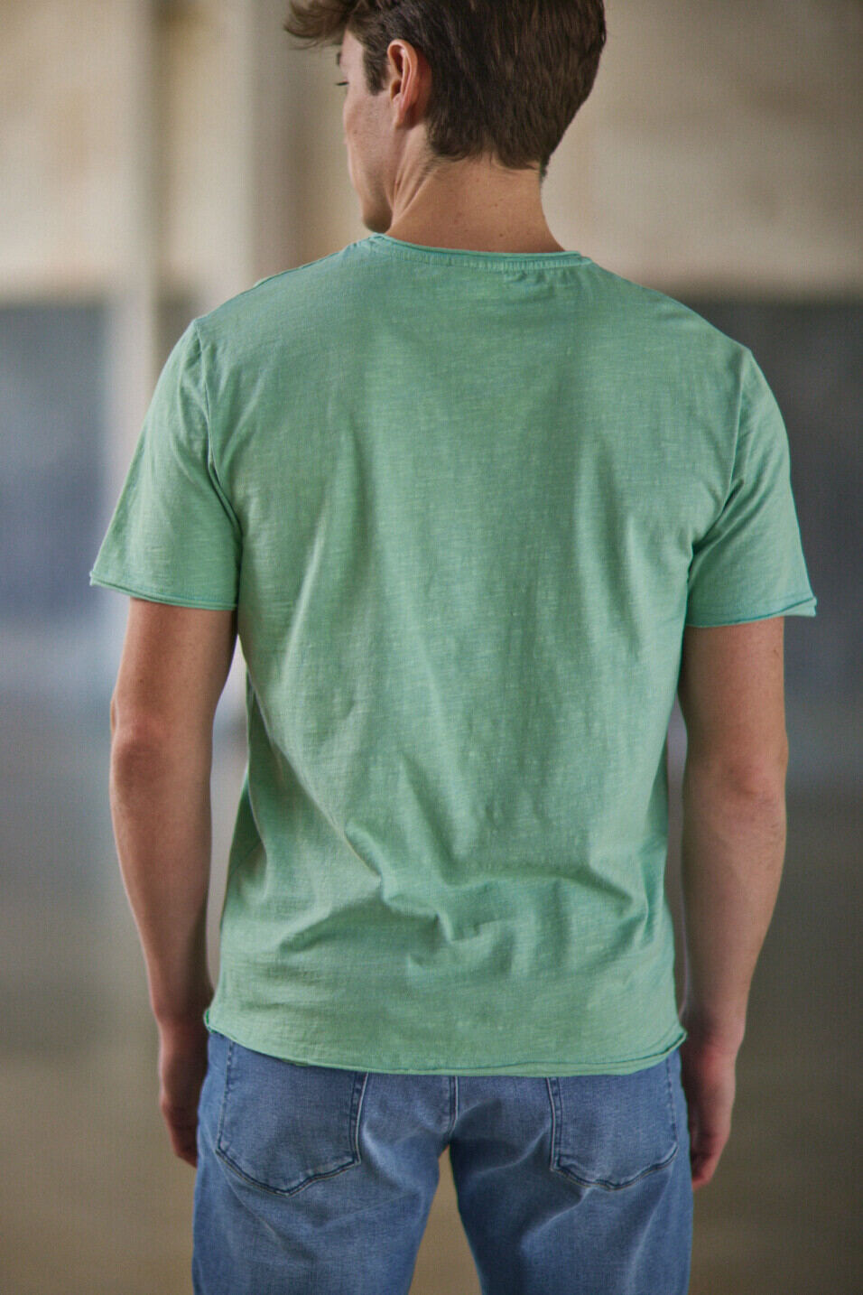T-shirt col V Homme Leandro Kansas Subtle green | Freeman T. Porter