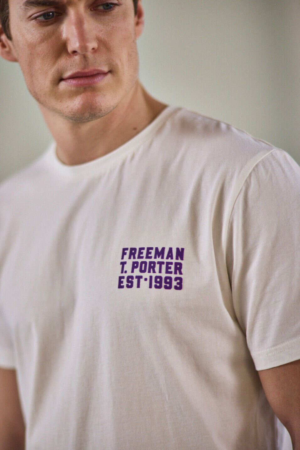 Short sleeve T-shirt Man Ivander Chill Egret | Freeman T. Porter