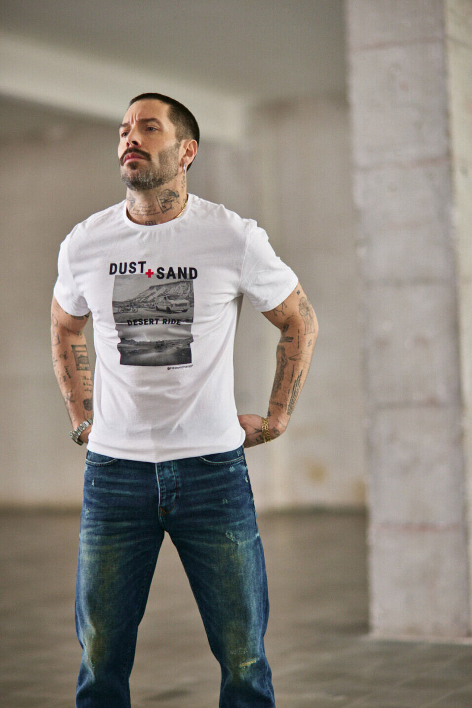 T-shirt manches courtes Homme Ivander Desert Ride Bright white | Freeman T. Porter