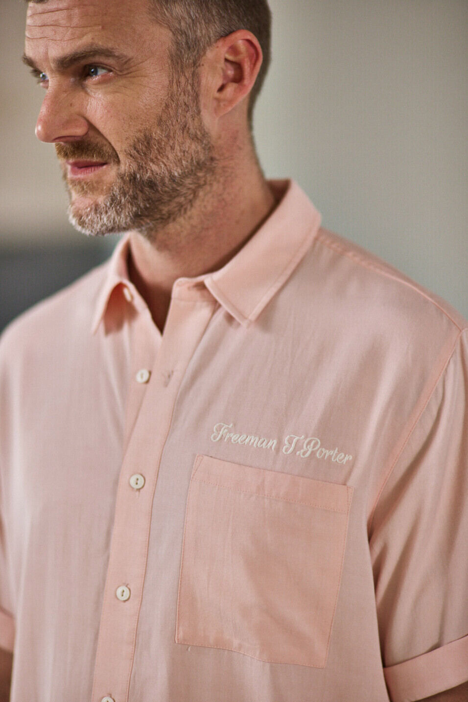 Chemise coupe relax Homme Marco Miami Light pink | Freeman T. Porter