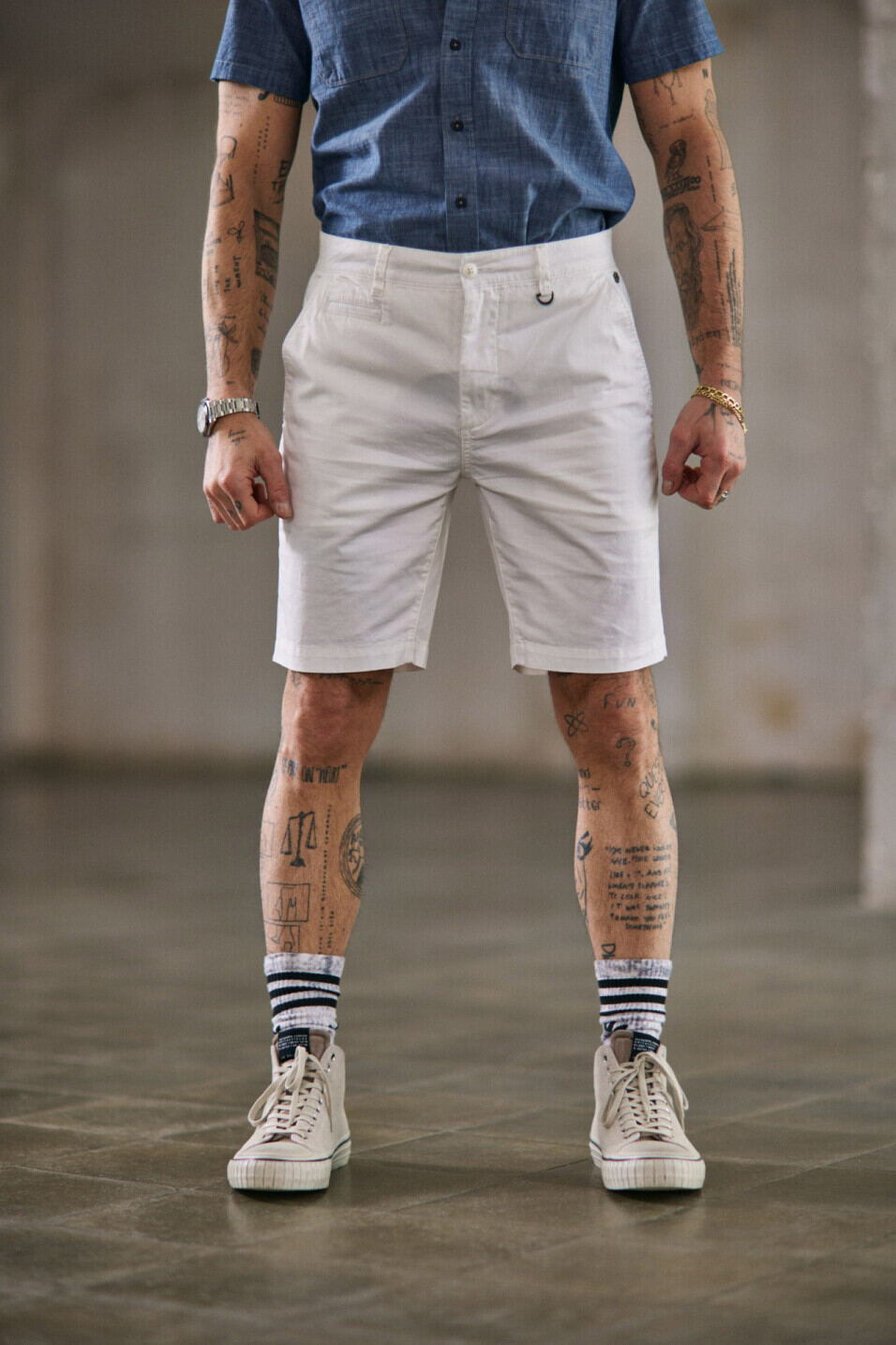 Slim Chino Shorts Man Gino Short Spike Bright white | Freeman T. Porter