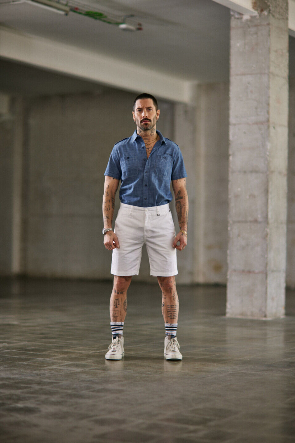 Pantalones cortos chinos Man Gino Short Spike Bright white | Freeman T. Porter