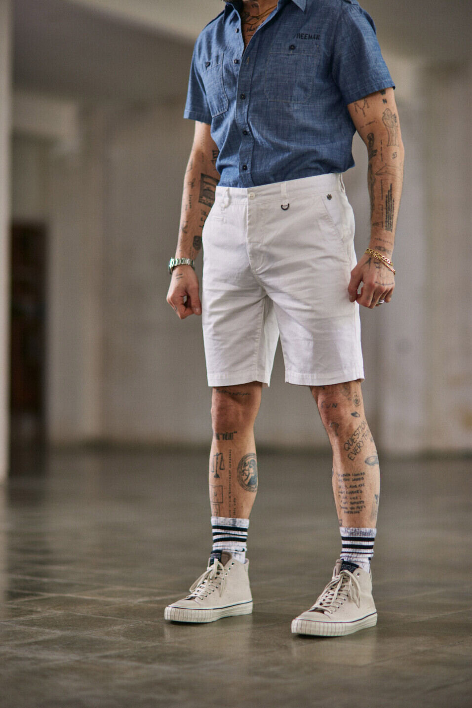 Pantalones cortos chinos Man Gino Short Spike Bright white | Freeman T. Porter