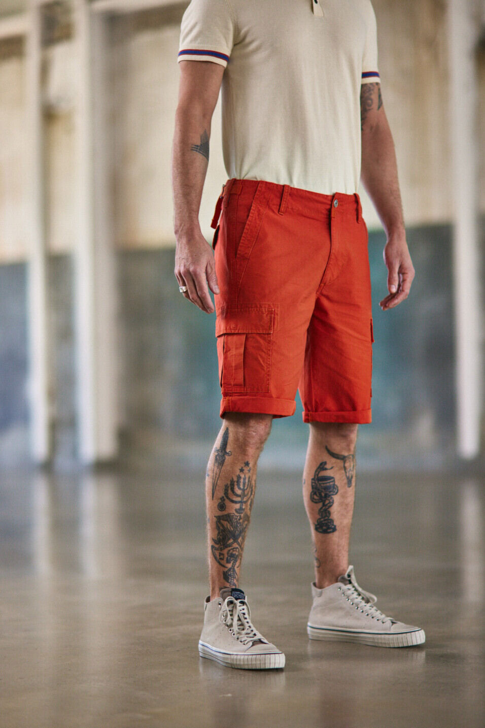 Straight Cargo Shorts Man Oscar Jerrican Spicy orange | Freeman T. Porter