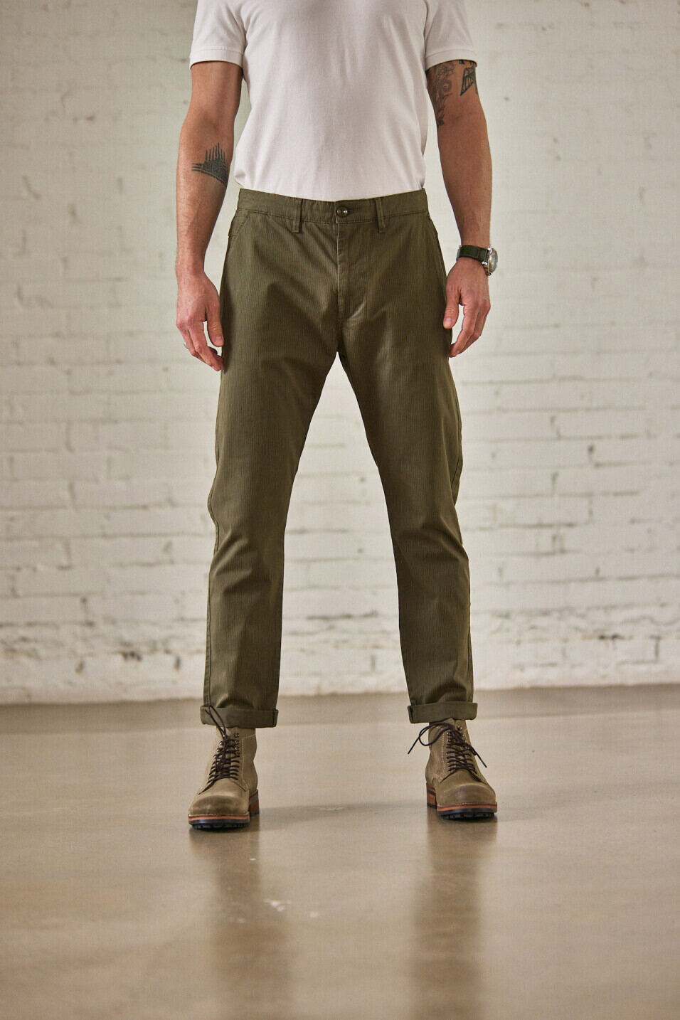 Pantalon chino Homme Bruce Otway Dusty olive | Freeman T. Porter