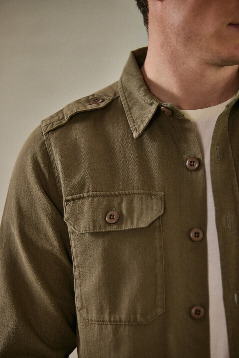 Straight military jacket Man Raven Bond Deep lichen green | Freeman T. Porter