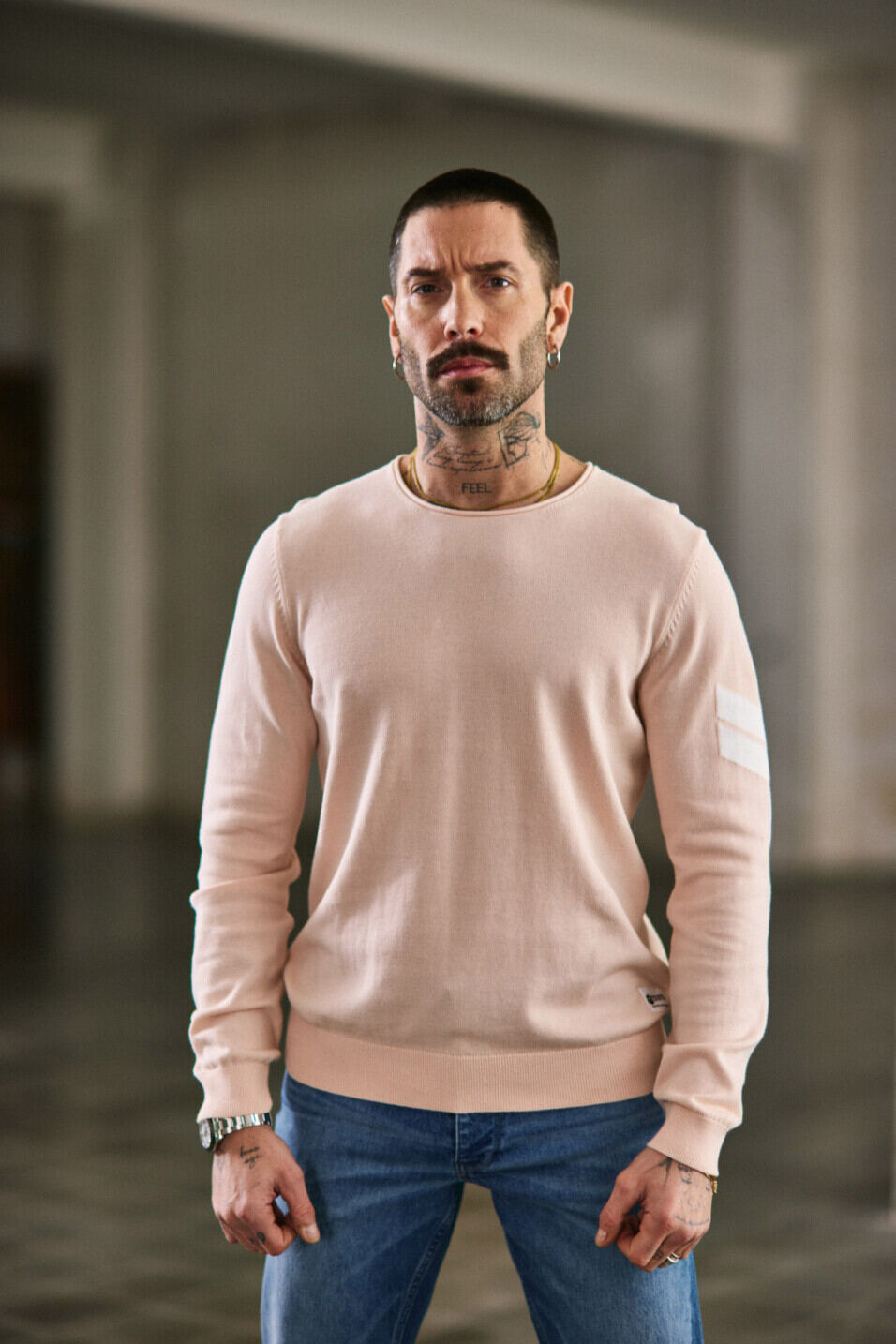 Pull col rond Homme Sonny Conwy Peach | Freeman T. Porter