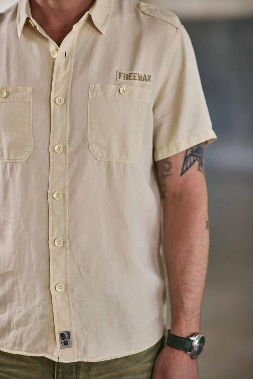 Short sleeve shirt Man Glenn Cosy Whitecap gray | Freeman T. Porter